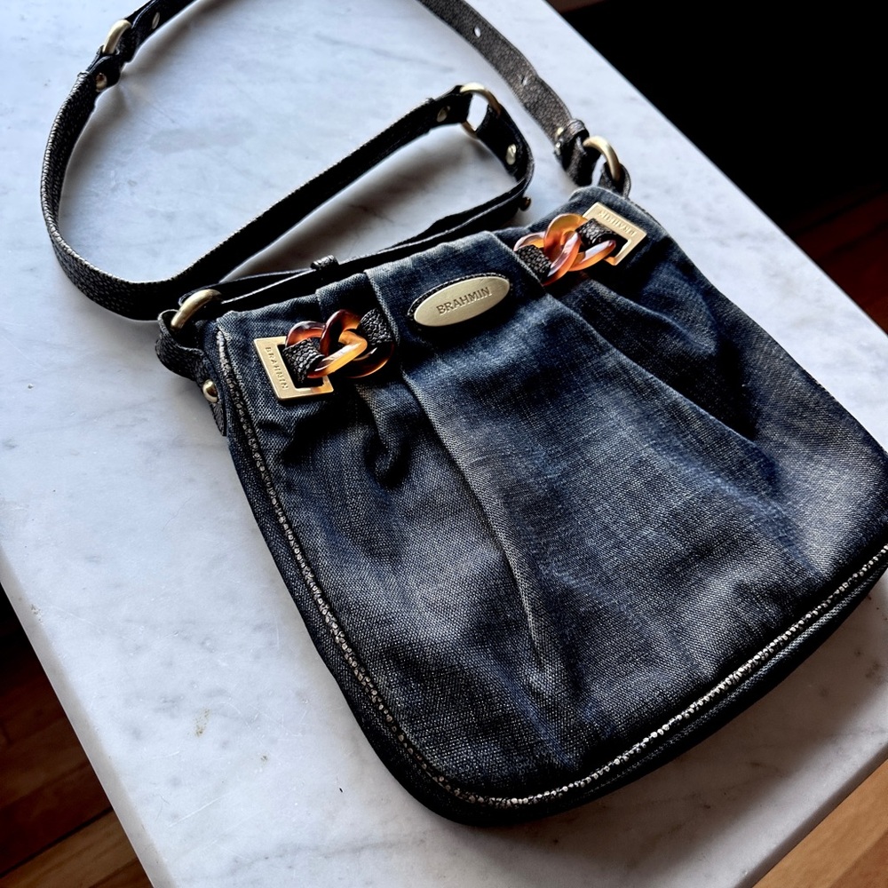 RARE HTF Brahmin Denim Crossbody Bag